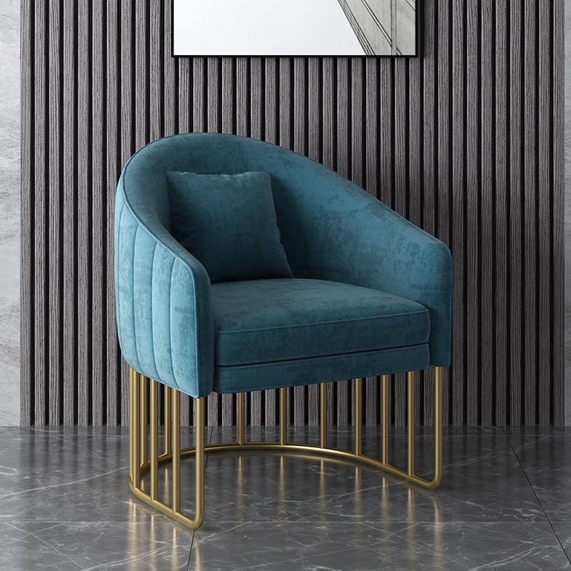 Velvet Barrel Accent Chair 27.55" Wide Arms Included Chair with Golden Legs