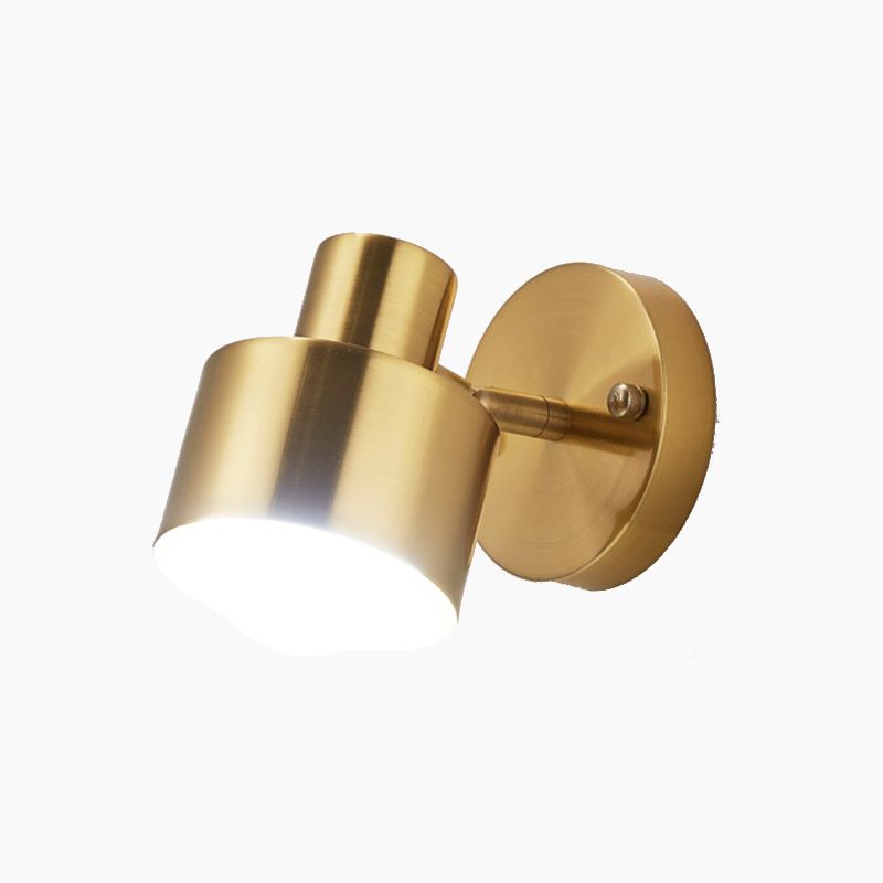 Modern Style Cylinder Sconce Light Fixtures Metal 1 Light Wall Mounted Lamps in Gold