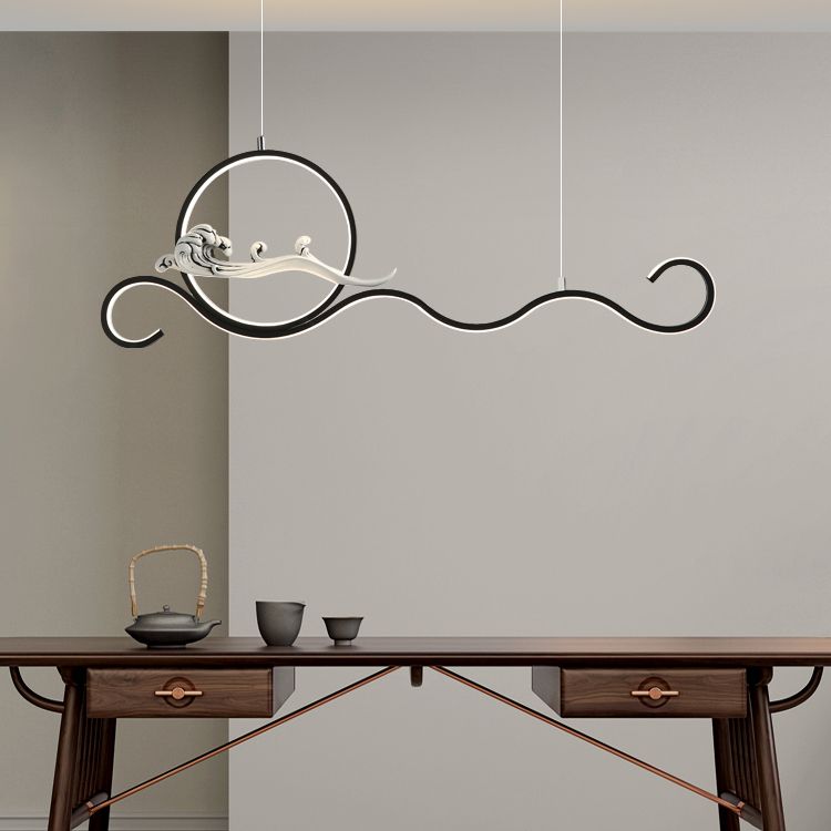 Modern Style Linear Shape Island Lights Metal 2-Light Pendant Lights