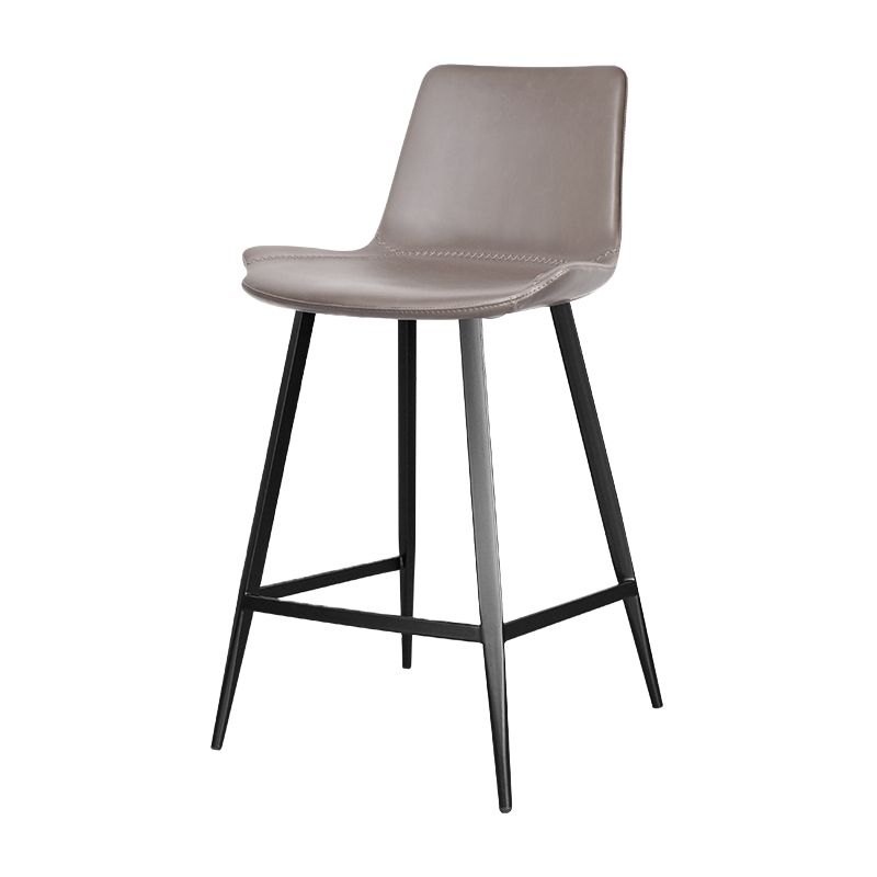 Faux Leather Upholstered Stools Low Back Bar Stools with Metal Base