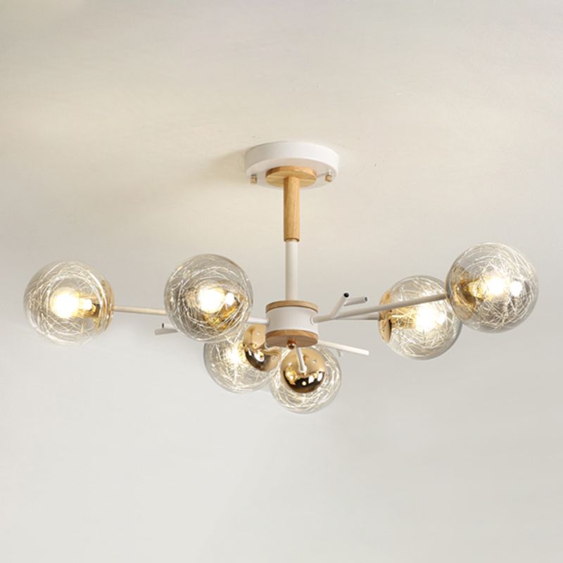 Glass Modern Chandelier Lighting Minimalistic Suspension Light for Dining Room