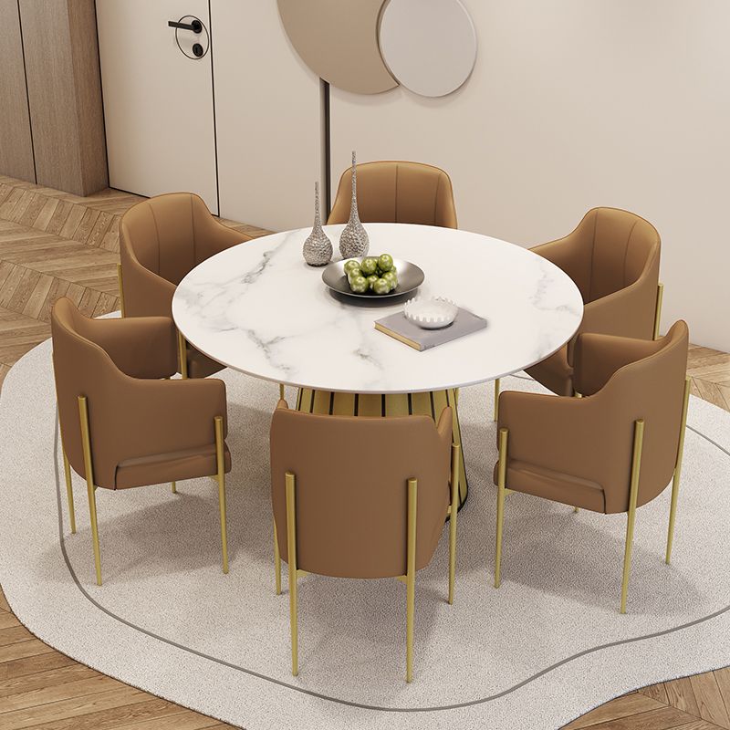 Nordic Round Stone Dining Table 1/7 Pieces Dining Set for Kitchen