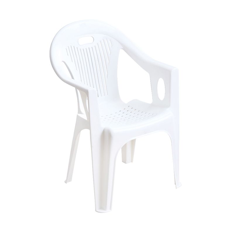 Contemporary Style Slat Back Stacking Side Chair Plastic Dining Arm Chairs