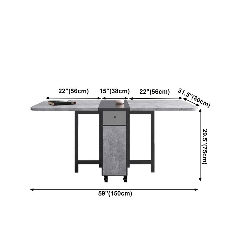 Moderne moderne rechthoekige eettafel drop-bladtafel met vaste houten basis met vaste houten basis