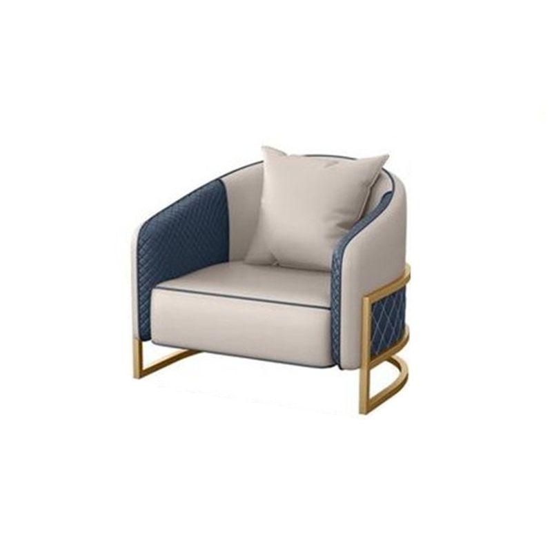 Contemporary Leather Sofa Sloped Arm Standard Sofa with Pillow