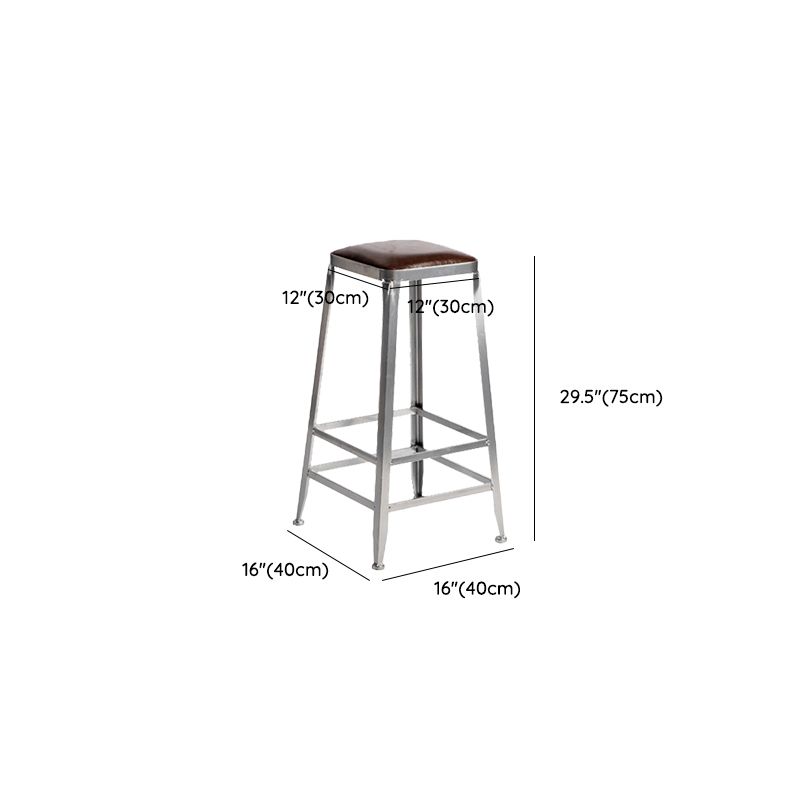 Faux Leather Dining Stools Armless Bar Stools with Metal Base