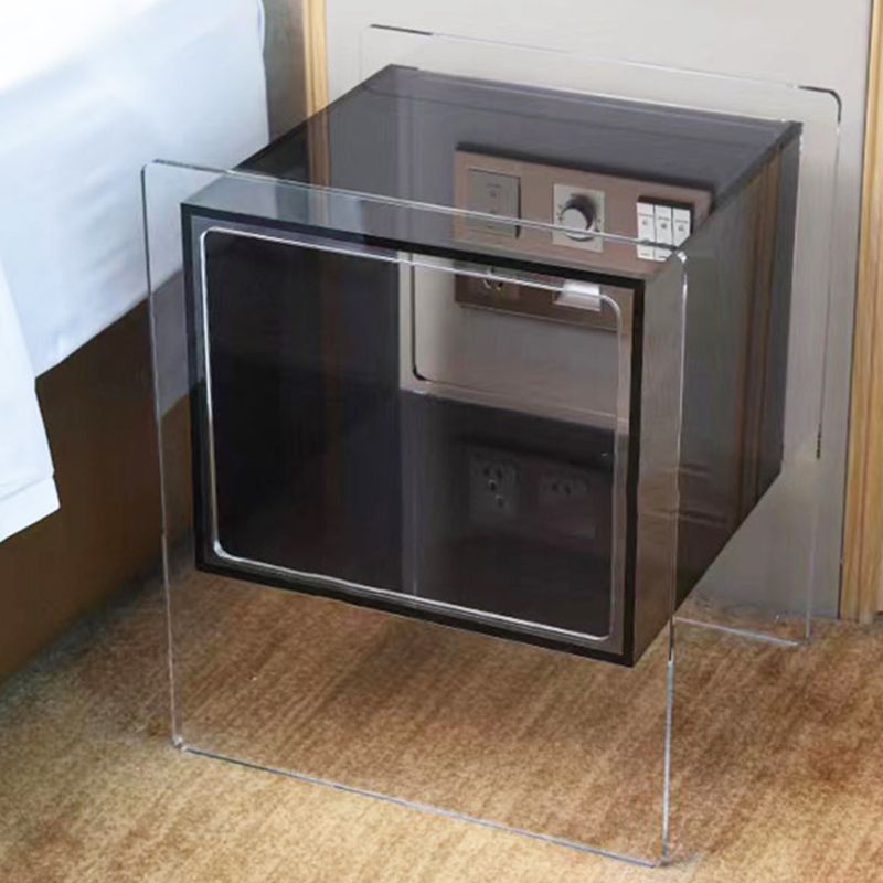 Modernistic Plastic Rectangular End Table Double Tier Corner Table with Storage