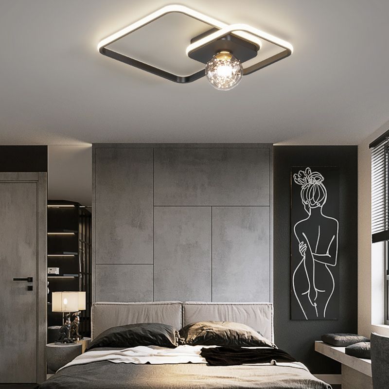 3-Lights Square Shade Flush Mount Modern Style Flush Mount Ceiling Lighting Fixture