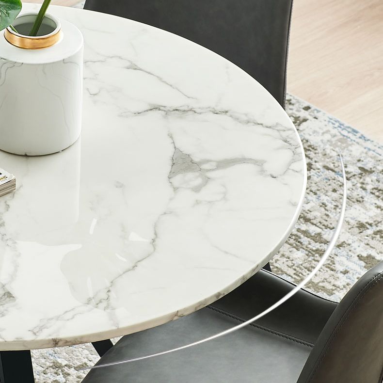 Mesa de comedor blanca de mármol redonda Simplicidad de 4 patas para comedor para comedor