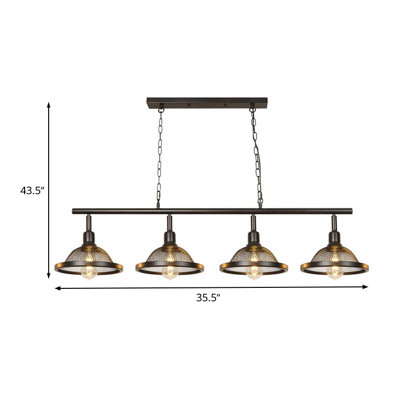 3/4 Lights Island Light Farmhouse a cupola a pendente in metallo in metallo in nero per sala da pranzo