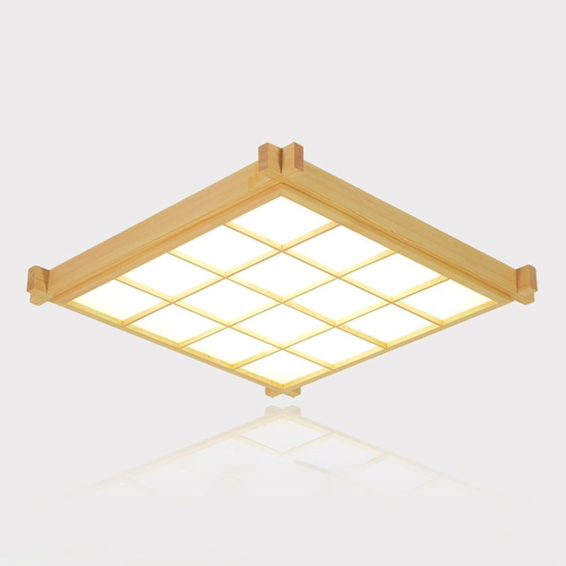 Nouveau Plafonnier encastré en bois moderne à 1 lumière LED pour salon