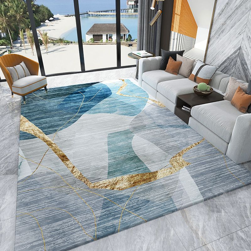 Gold Modern Carpet Polyester Abstract Graphic Carpet Non-Slip Backing Carpet for Home Decor
