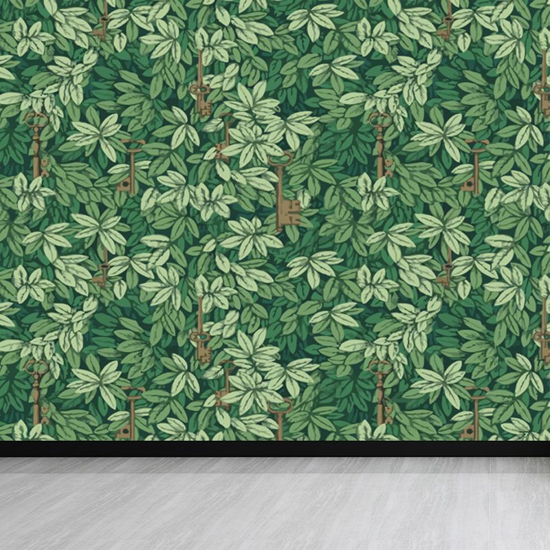 Non-Woven Ornamental Wall Mural Tropical Botanical Leaves Wall Covering, Personalised