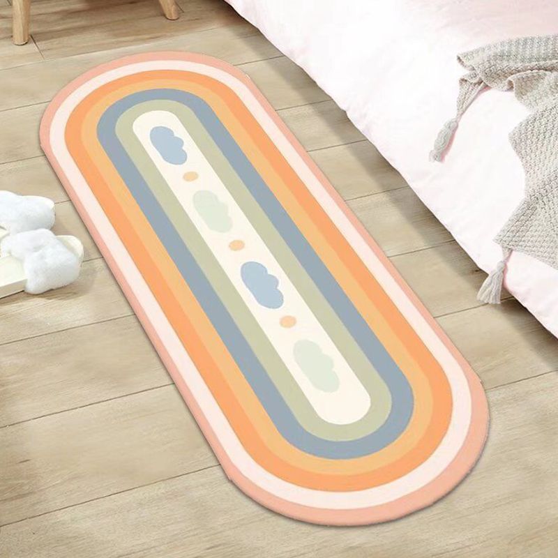 Orange Casual Rug Flower Polyester Rug Stain Resistant Rug for Living Room