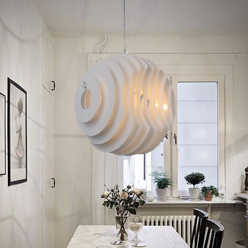 Sala da pranzo a nido d'ape in metallo appeso in metallo 1 Light Modernist Suspension Lamp in bianco