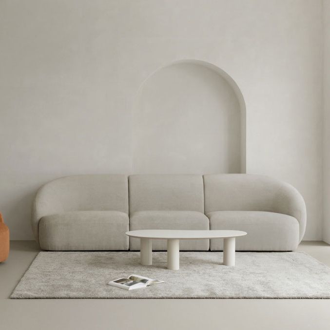 3 Legs Wooden Coffee Table Cloud Shaped Cocktail Table - 13" H