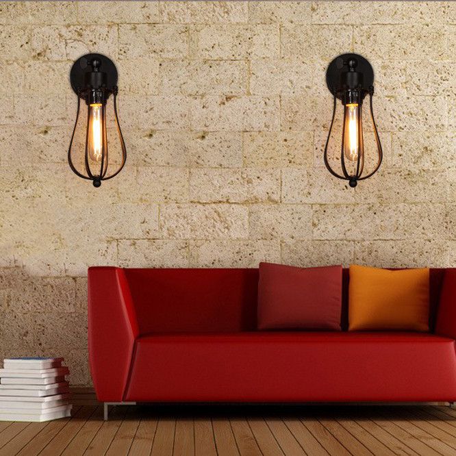 Industrial Iron Wall Lighting Ideas Geometry Shape Wall Sconce Lighting for Living Room