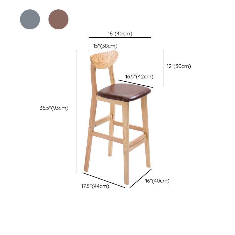 Industrial Bar-stool Square Seat Counter Bar Stool with Wooden Legs