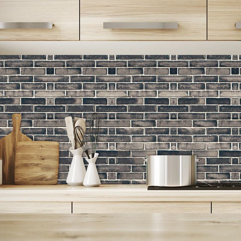 PVC Grey Wallpaper Roll Rural Brick Effect Wall Covering, 12.9-sq ft, Peel and Stick