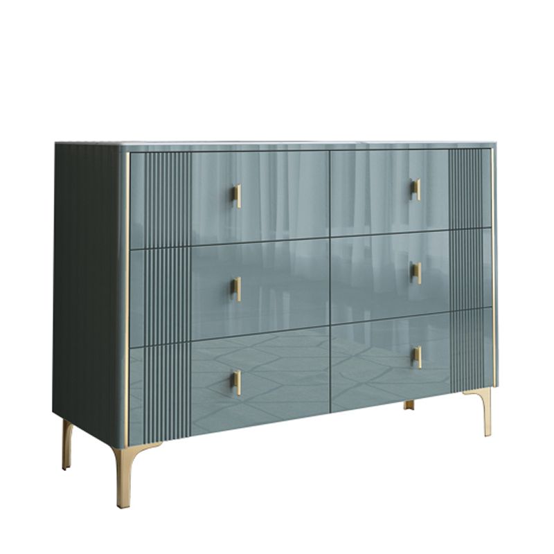 Glam Horizontal Stone Storage Chest Bedroom Chest with Metal Legs