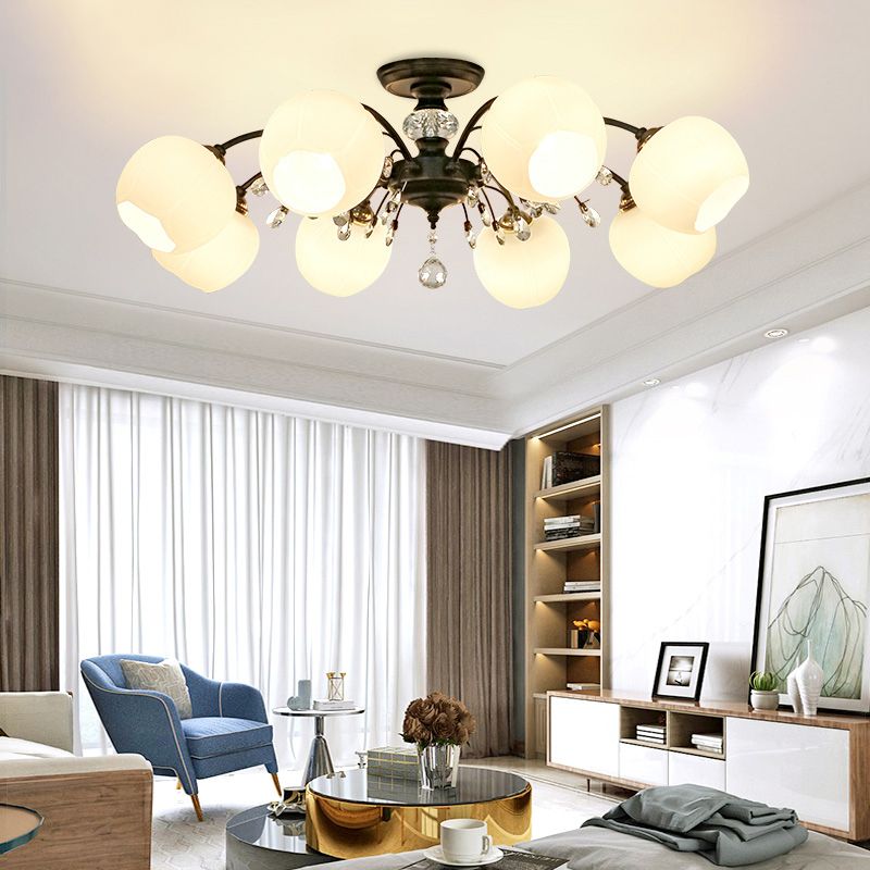 Glas Schwarz Semi Flush Mount Lighting Kugel-minimalistische Deckenleuchte