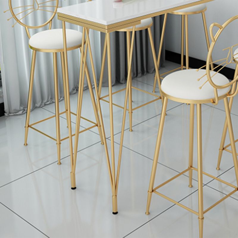 Glam Style Rectangle Bar Table Faux Marble 4 Legs Bar Dining Table