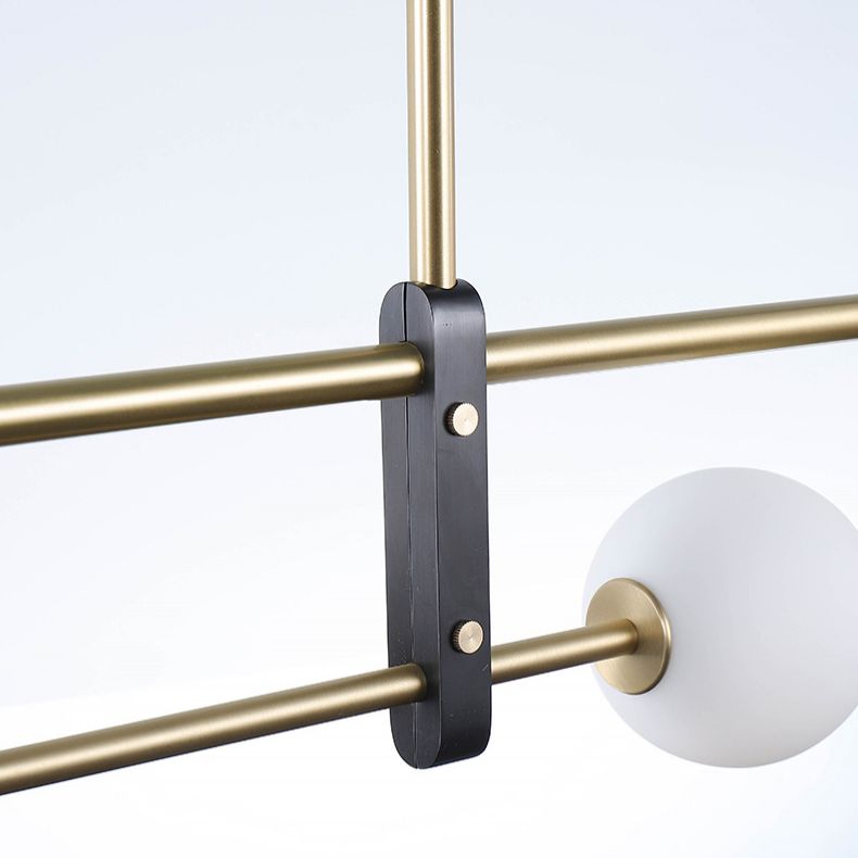 Ball and Cylinder Glass Suspension Lighting Postmodern 4-Light Island Light for Diner