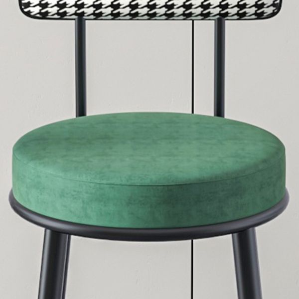 Modern Armless Backrest Counter Stool Iron Kitchen Bar Stool with Pedal and Cushion