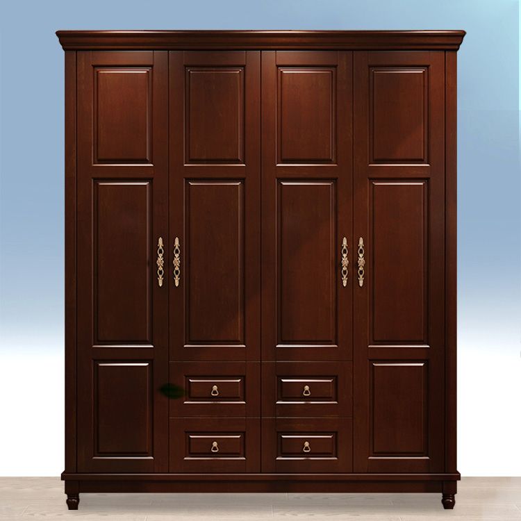 Rubberwood Cabinet with Drawers French Country Wardrobe for Home