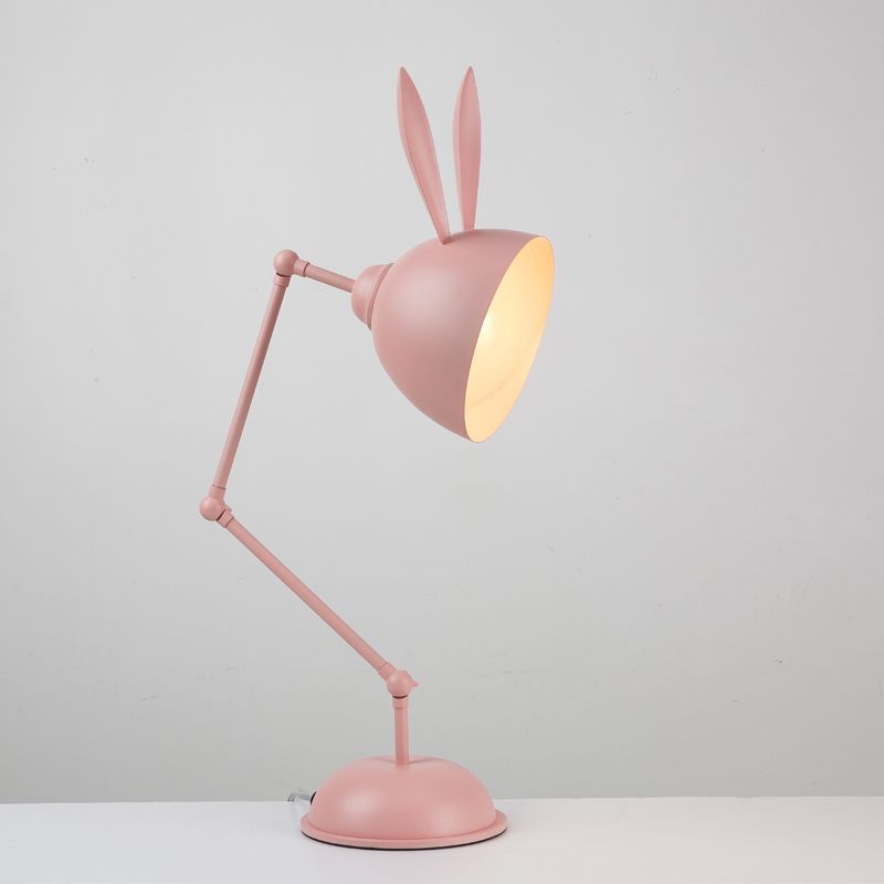 Rabbit Shaped Night Table Light Simple Metal 1 Head Bedroom Nightstand Lamp with Swing Arm