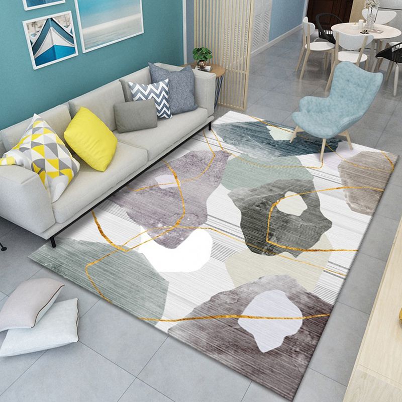 Contemporary Area Rug Polyester Ink Painting Carpet Stain Resistant Rug for Living Room