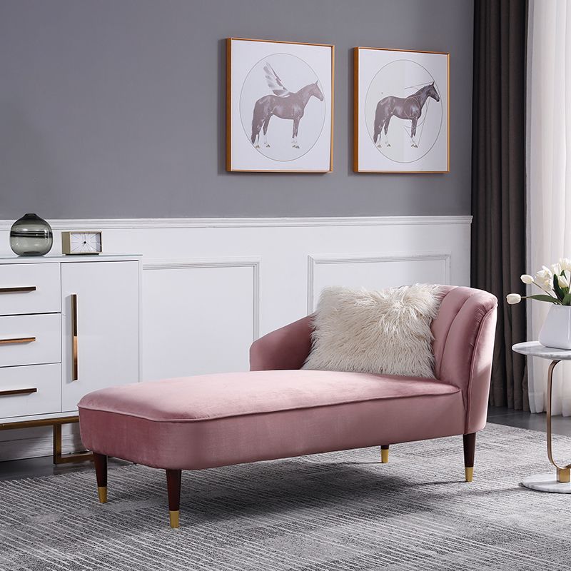 Wood One Armed Glam Chaise Rolled Arms with Legs for Living Room