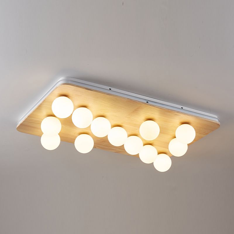 Contemporary Geometric Flush Light Fixture Wood Flush Mount Ceiling Fixture in Brown