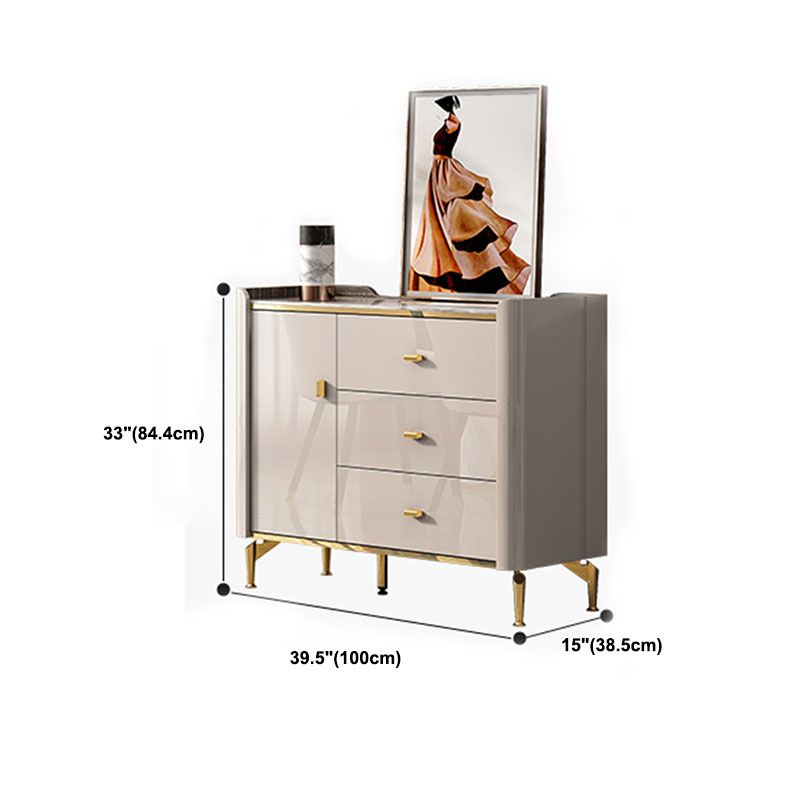 Stone Glam Chest Bedroom Storage Chest in White with Drawers