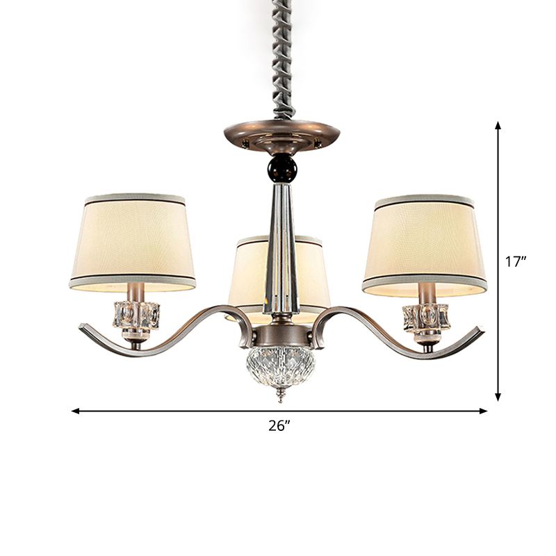 Fabric White Chandelier Tapered 3/6/8-Bulb Country Style Ceiling Pendant Light for Living Room