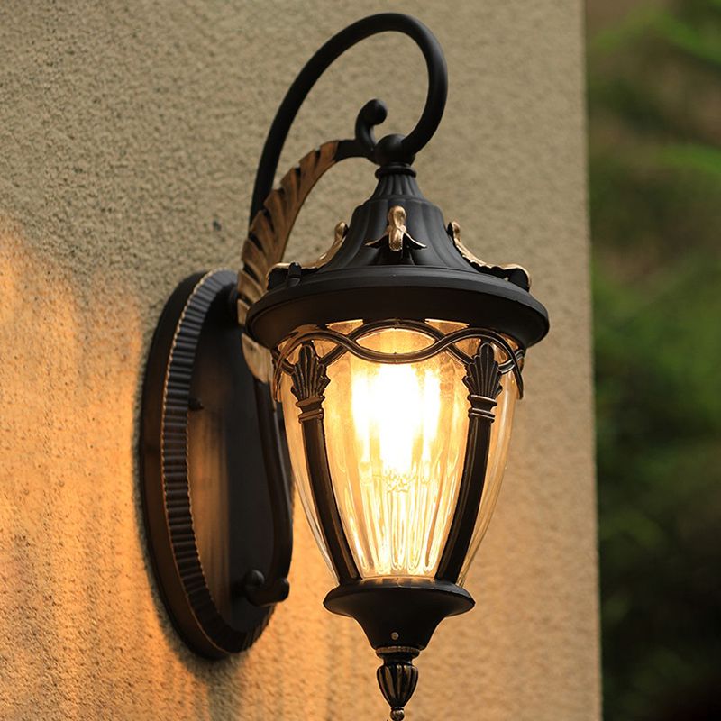 Teardrop Shaped Patio Wall Light Retro Clear Glass 1 Head Wall Mount Lighting Fixture