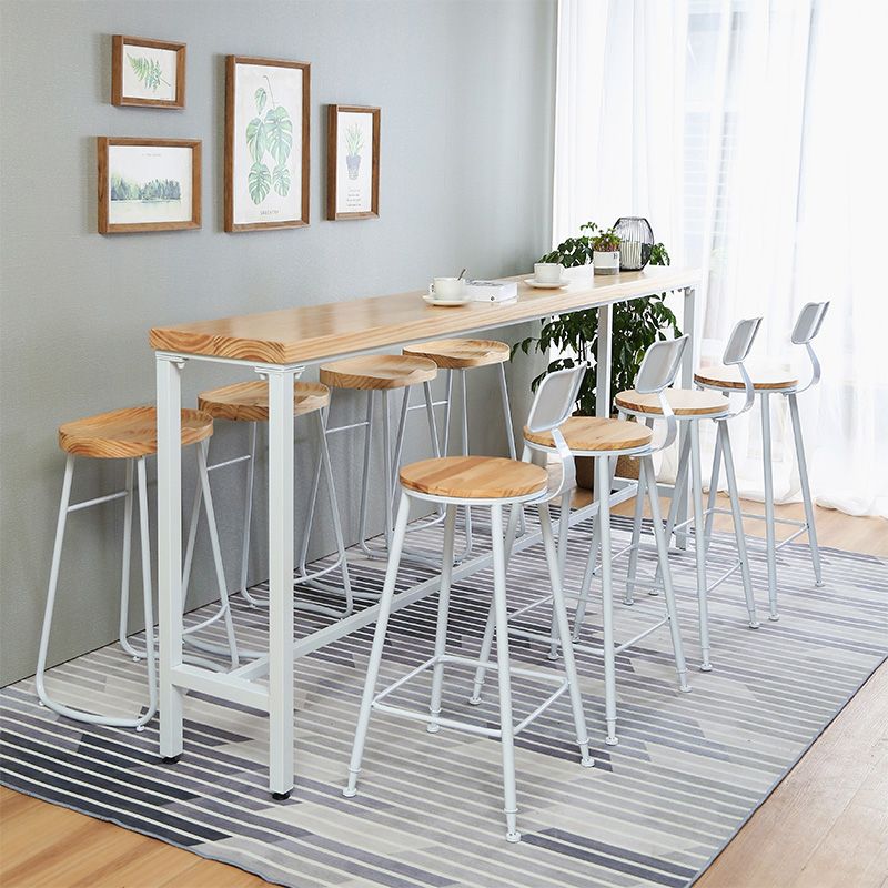 Luxury Rectangle Solid Wood Bar Table Set 1/4 Pieces Counter Table with Black Stools