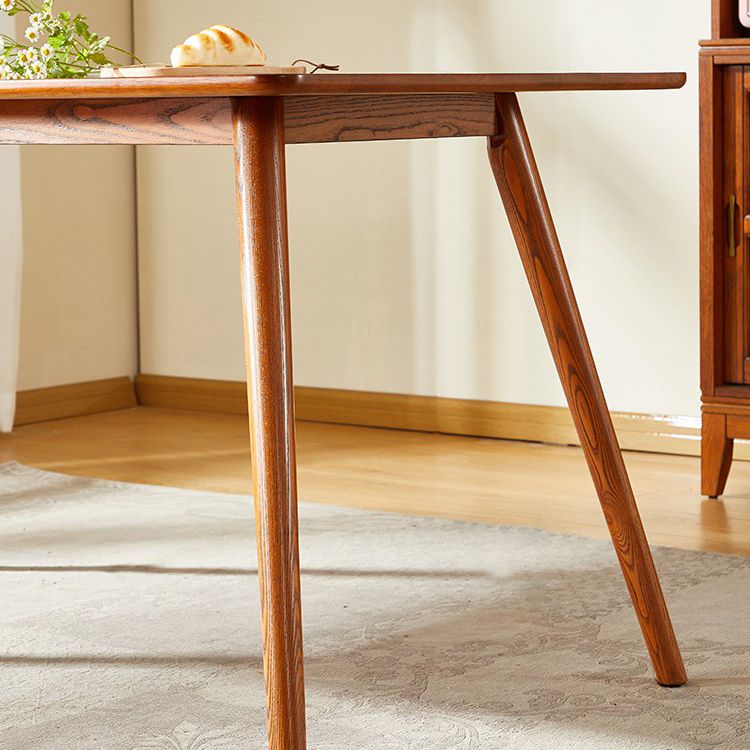 Mesa de comedor rectangular sencilla, mesa de madera maciza de roble con 4 patas para comedor