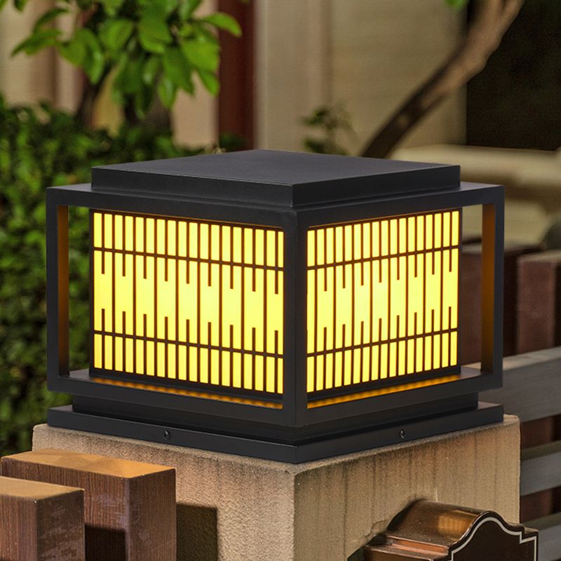 Square Shape Pillar Lamp Modern Outdoor Waterproof Light for Courtyard
