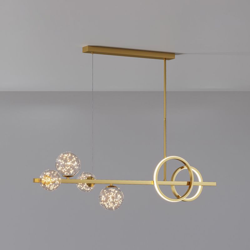 Nordic Modernes Esskronleuchter Lampe Runde Glasschatten LED Hängende Lampenvorrichtung