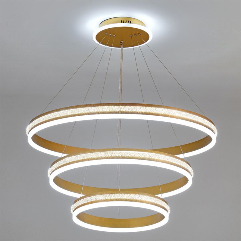 Minimalistische stijlniveaus Kroonluchter verlichting Acryl -salon LED Ring Suspensie Licht armatuur