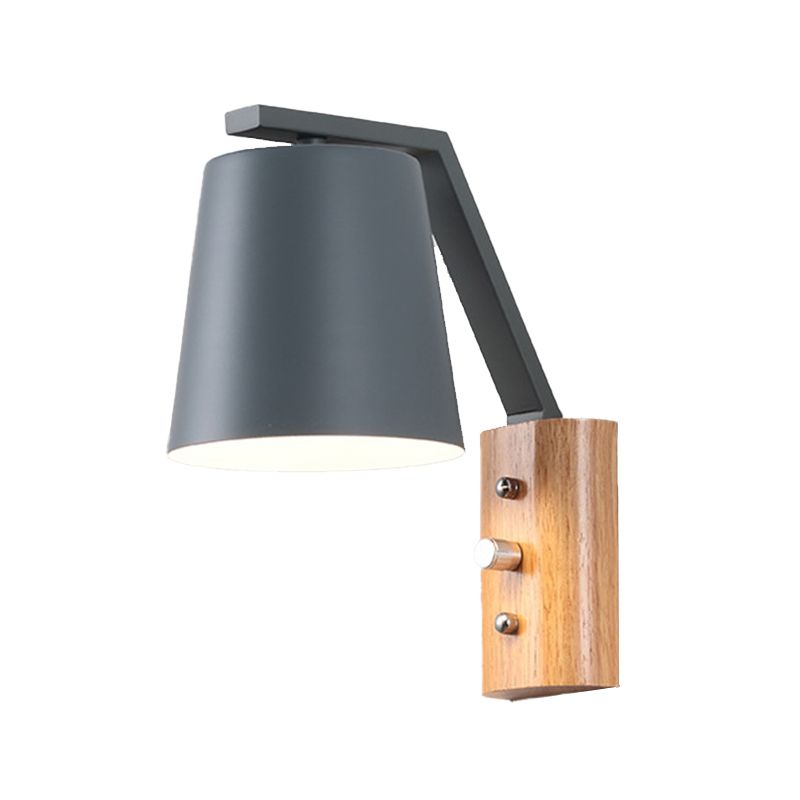 Wood 1 - Light Wall Sconce , Cone Shade Metal Wall Armed Sconce