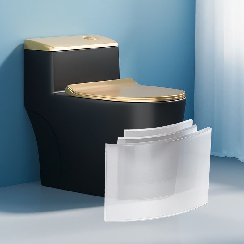 Traditional One Piece Toilet Floor Mounted Black Toilet Bowl with Seat for Washroom