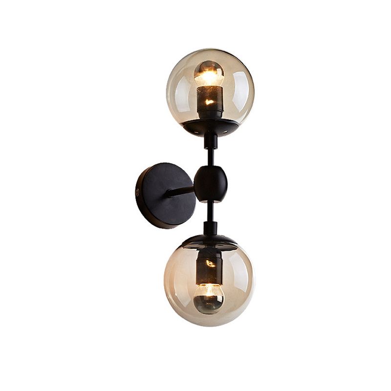 17.7" H Contemporary Simplicity Sconce Light Dual Transparent Glass Globe Design Coffee Shop Wall Mount Light