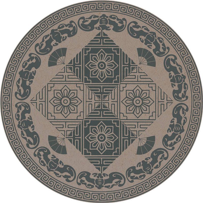 Moroccan Living Room Rug Multi-Color Flower Rug Polyester Machine Washable Stain Resistant Non-Slip Backing Area Carpet