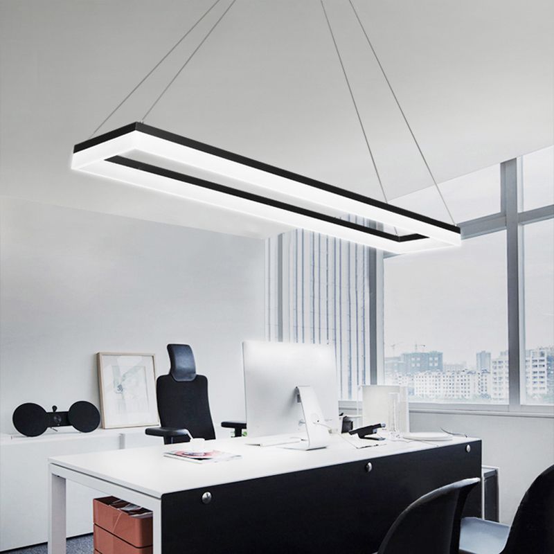 Nordic Modern Hanging Light Office LED Einfache Rechteck -Anhängerleuchte