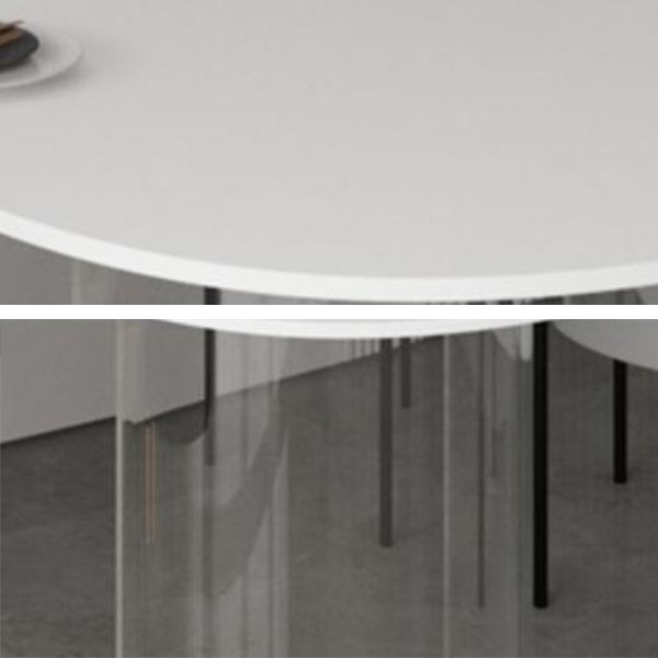 Oval Sintered Stone Dining Table Modern Furniture with Clear Acrylic Double Pedestal