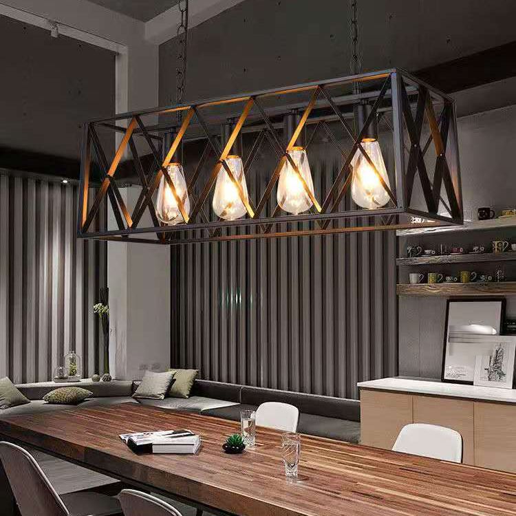Metal Rectangular Shape Island Pendant Industrial Style Island Pendant Lighting