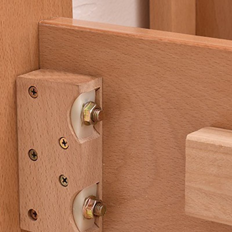 Traditional Beech Wood Bed,42.51" Low Profile Bed in Natural