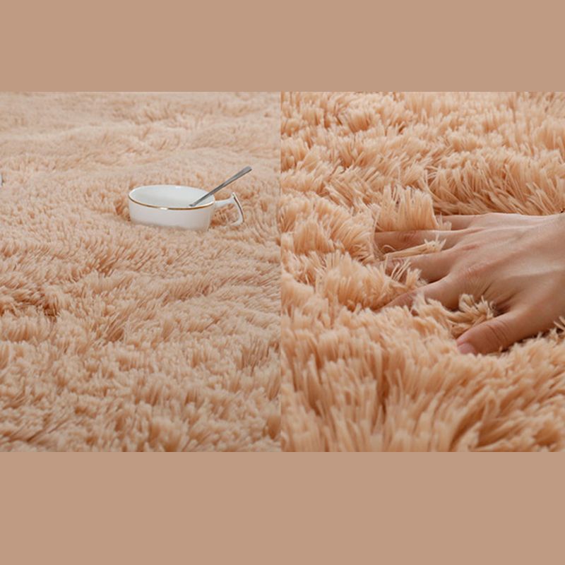 Round Dark Color Solid Rug Polyester eigentijdse anti-slip achterste binnenvleed tapijt voor woonkamer